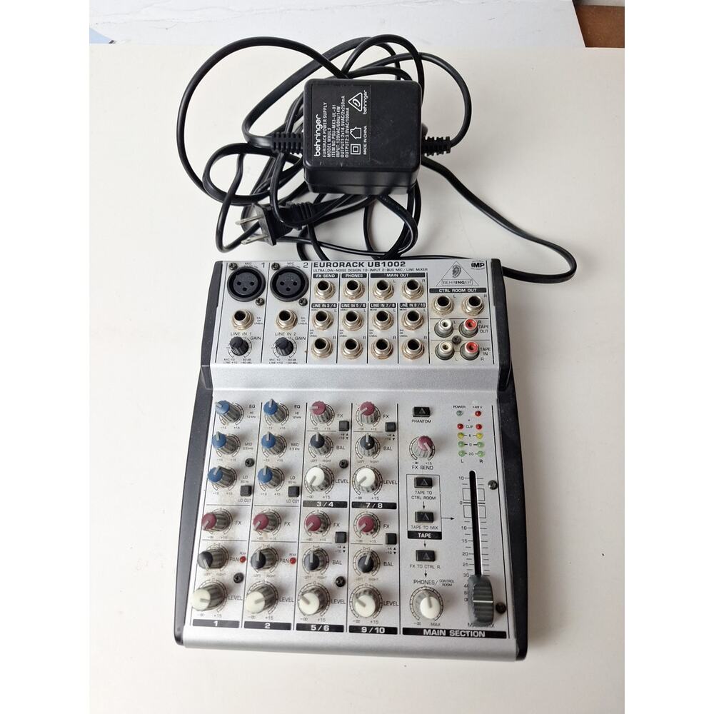 Behringer Eurorack UB1002 10 Input 2-Bus Mic/Line Mixer W/ Power Supply
